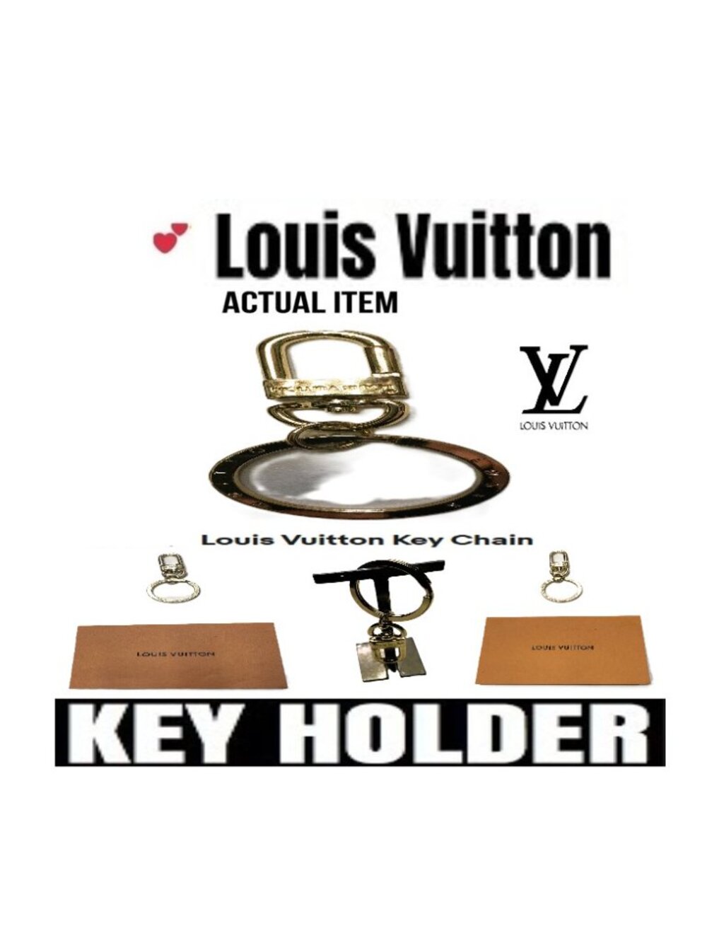 🛑 LOUIS VUITTON 🆒 Paris ➕ KEY CHAIN Designer HOLDER Logo BAG CHARM 💸BUY NOW❗